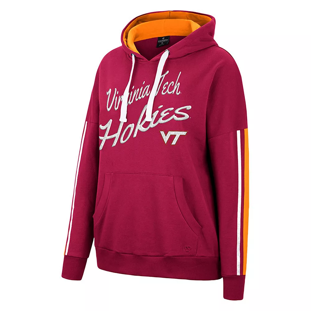 Women's Colosseum Maroon Virginia Tech Hokies Serena Oversized Sleeve Striping Pullover Hoodie - Image 3