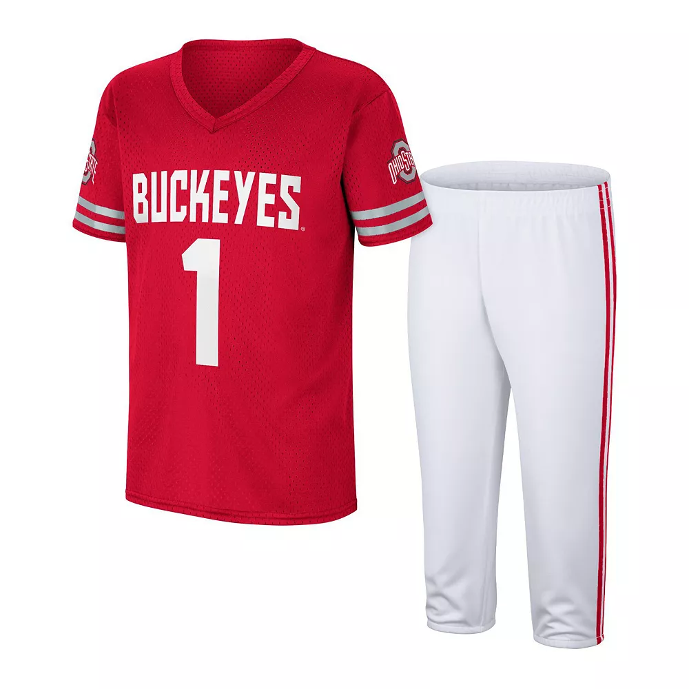 Youth Colosseum Scarlet/White Ohio State Buckeyes Football T-Shirt And Pants Set