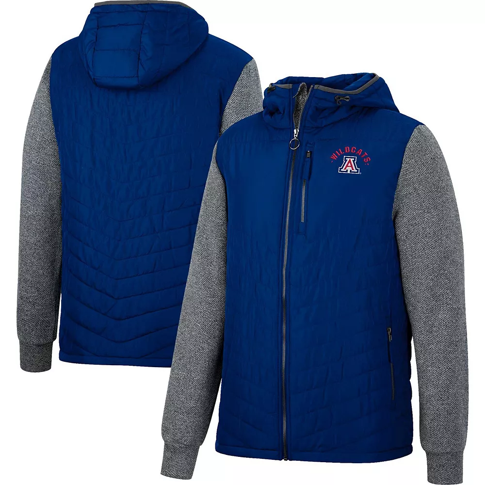 Men's Colosseum Navy/Charcoal Arizona Wildcats Course Herringbone Full-Zip Hoodie - Image 2