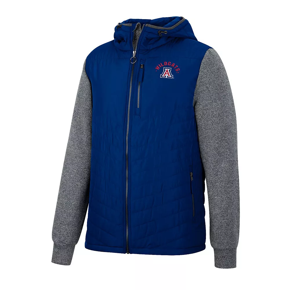 Men's Colosseum Navy/Charcoal Arizona Wildcats Course Herringbone Full-Zip Hoodie - Image 3