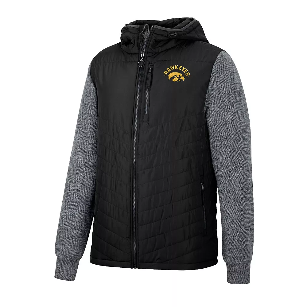 Men's Colosseum Black/Charcoal Iowa Hawkeyes Course Herringbone Full-Zip Hoodie - Image 3