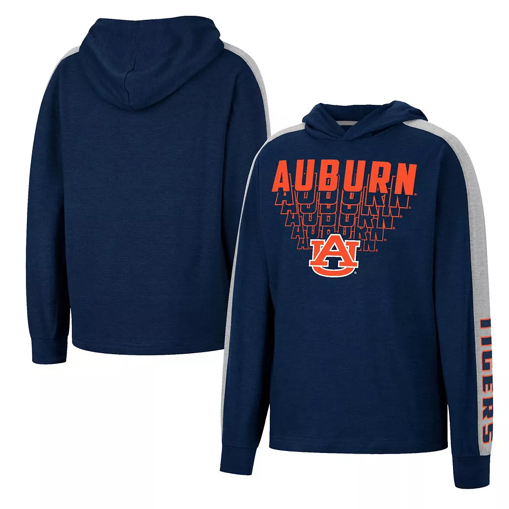 Youth Colosseum Heathered Navy Auburn Tigers Wind Changes Hoodie T-Shirt - Image 2