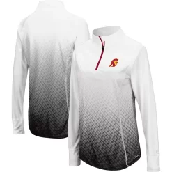 Women's Colosseum White/Black USC Trojans Magic Ombre Raglan Quarter-Zip Top