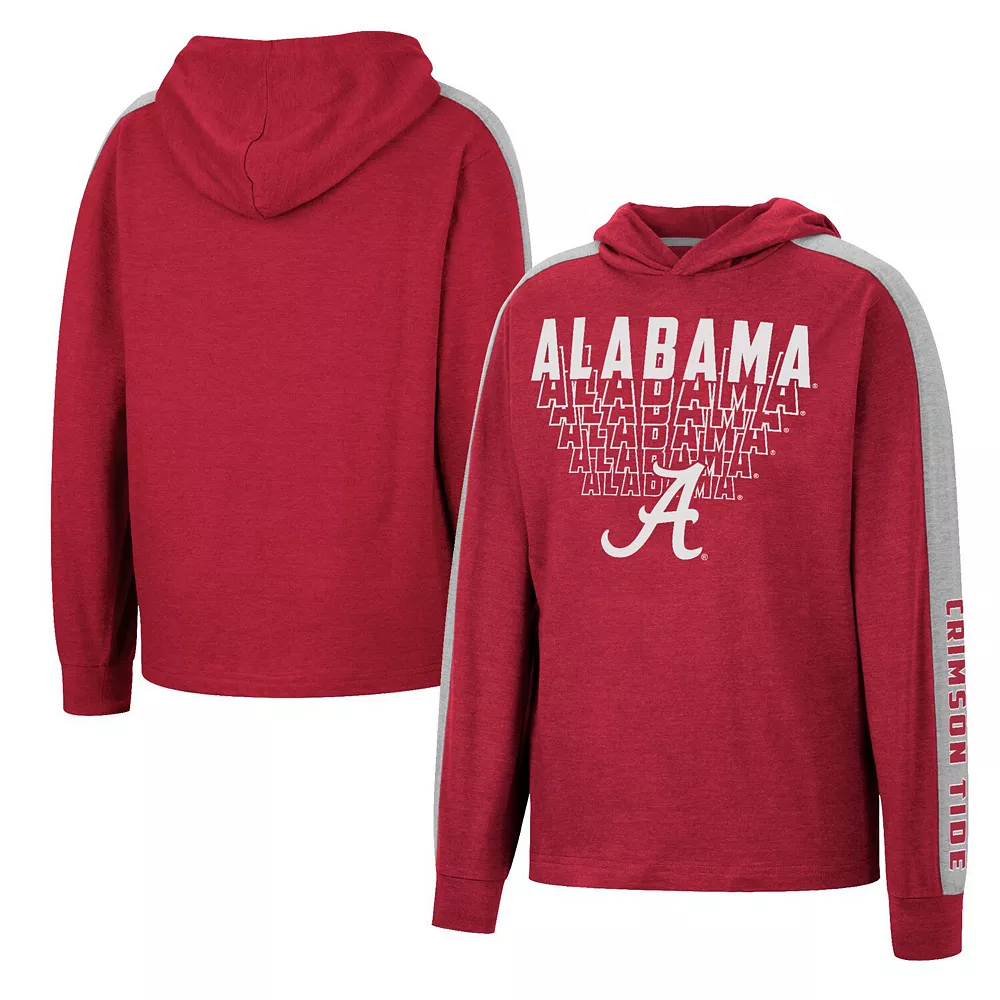 Youth Colosseum Heathered Crimson Alabama Crimson Tide Wind Changes Raglan Hoodie T-Shirt