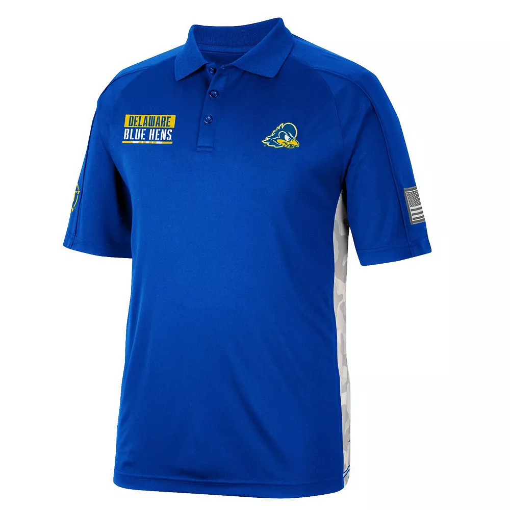 Men's Colosseum Royal Delaware Fightin' Blue Hens OHT Military Appreciation Snow Camo Polo - Image 3