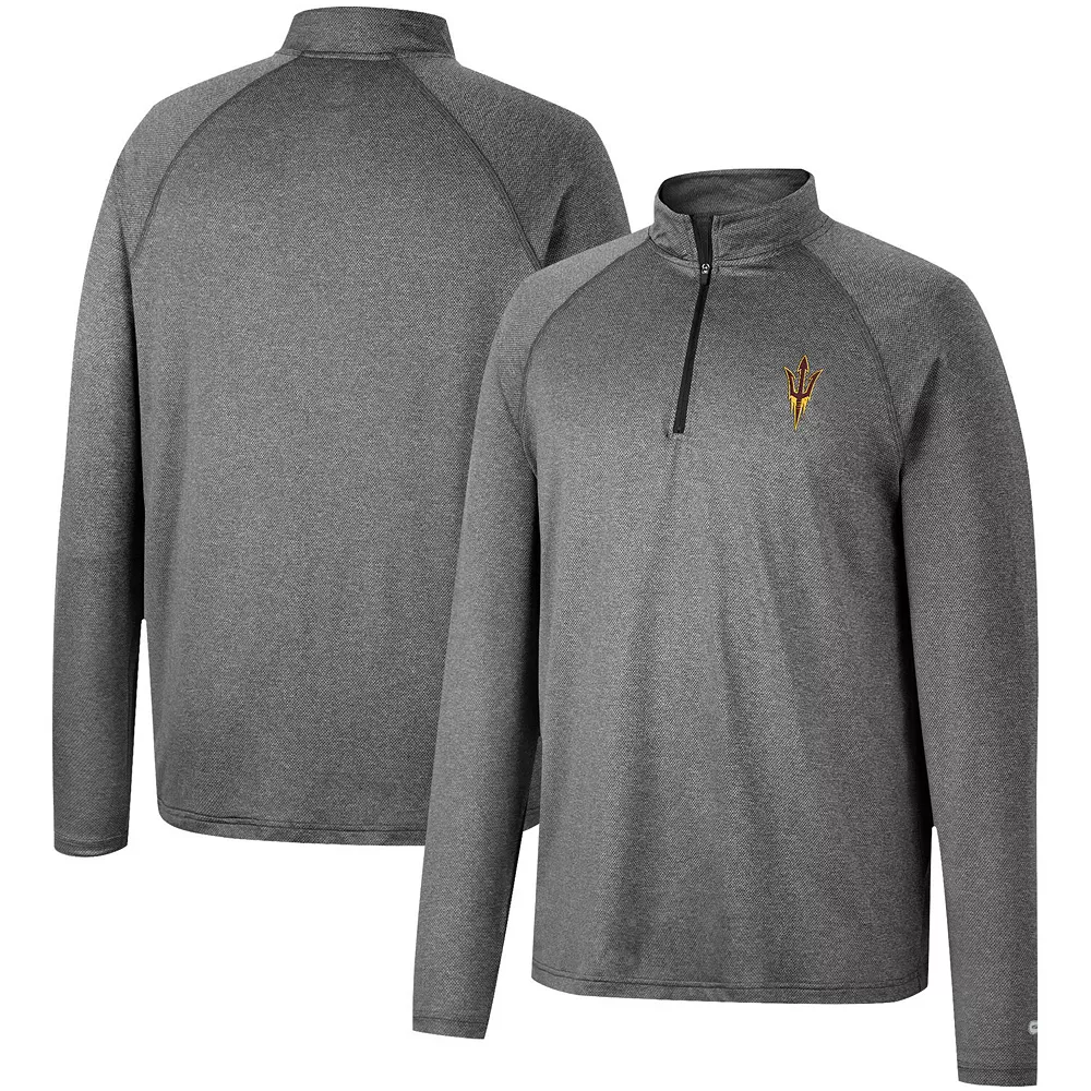 Men's Colosseum Heathered Gray Arizona State Sun Devils Earth First Raglan Quarter-Zip Windshirt - Image 2