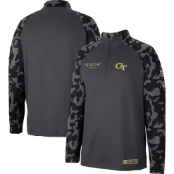 Men's Colosseum Charcoal Georgia Tech Yellow Jackets Long Range Raglan Quarter-Zip Jacket