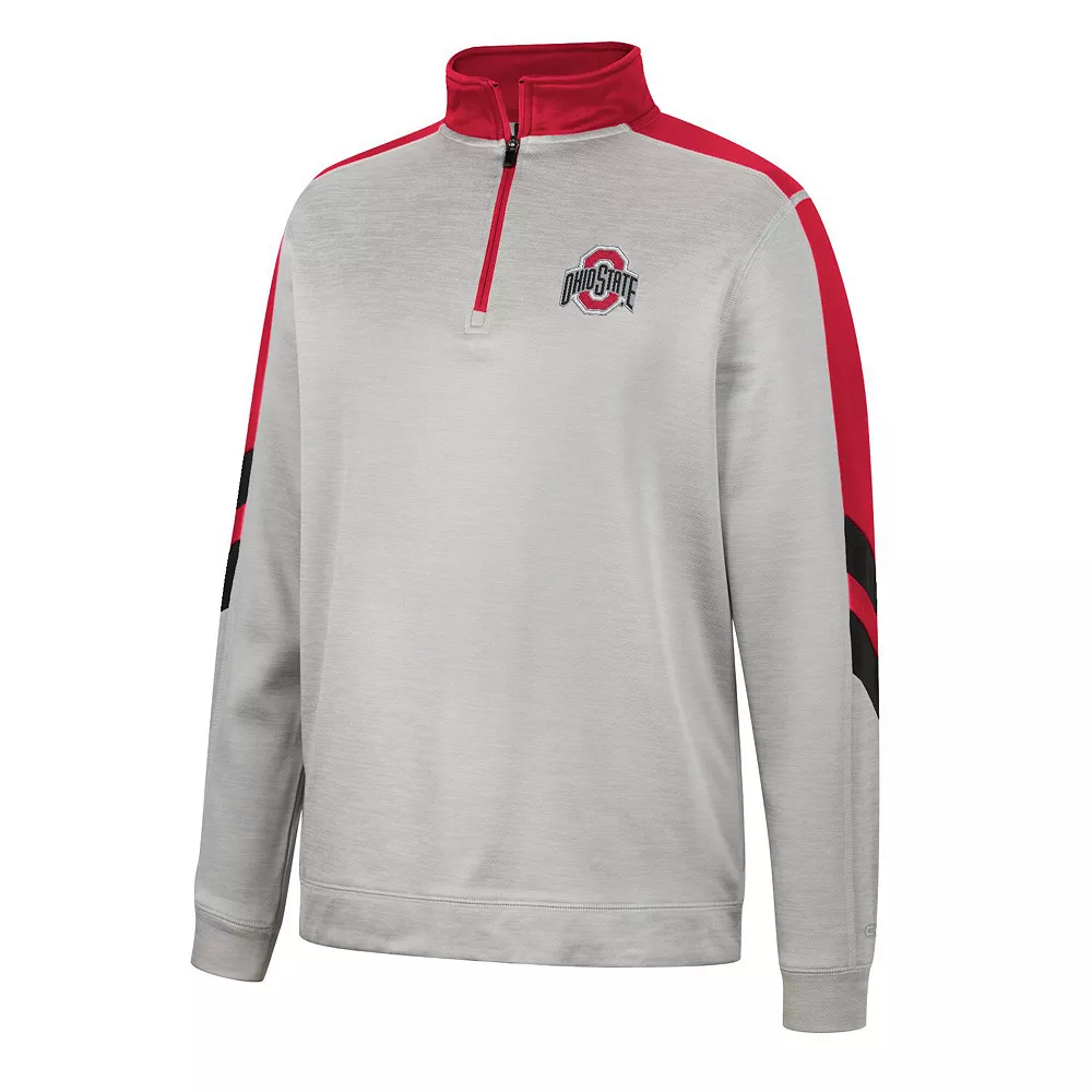 Men's Colosseum Gray/Scarlet Ohio State Buckeyes Bushwood Fleece Quarter-Zip Jacket - Image 3