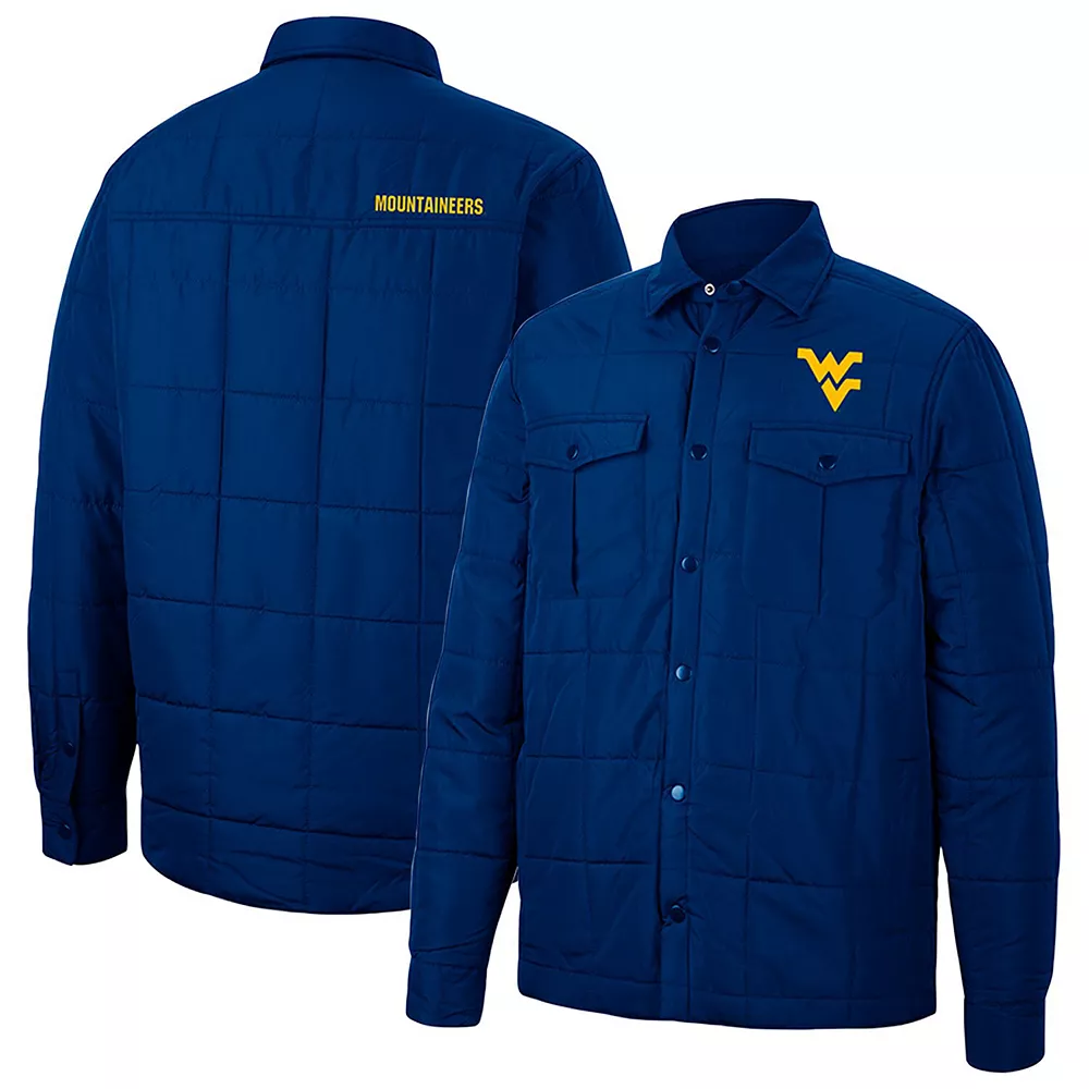 Men's Colosseum Navy West Virginia Mountaineers Detonate Quilted Full-Snap Jacket - Image 2