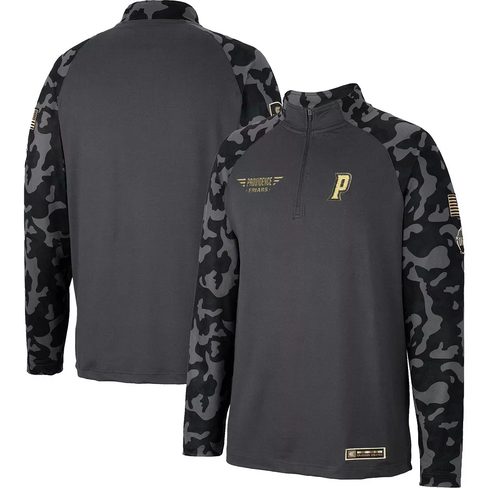 Men's Colosseum Charcoal Providence Friars OHT Military Appreciation Long Range Raglan Quarter-Zip Jacket - Image 2