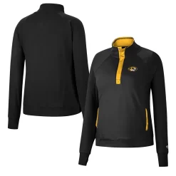 Women's Colosseum Black Missouri Tigers Kipling Raglan Quarter-Snap Top