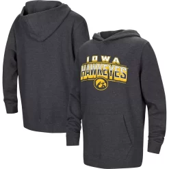 Youth Colosseum Heather Black Iowa Hawkeyes Sunrise Core Pullover Hoodie