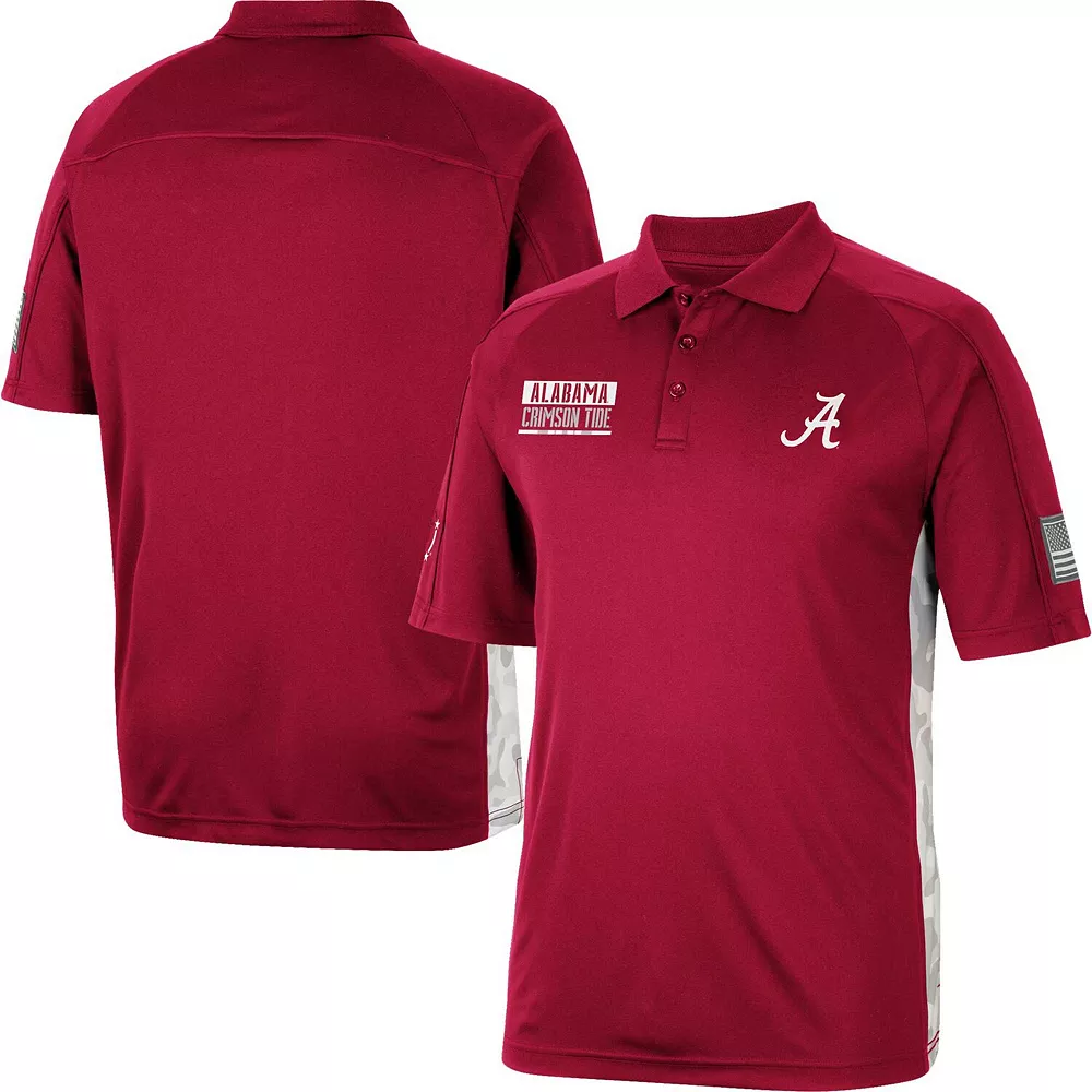 Men's Colosseum Crimson Alabama Crimson Tide OHT Military Appreciation Snow Camo Polo - Image 2