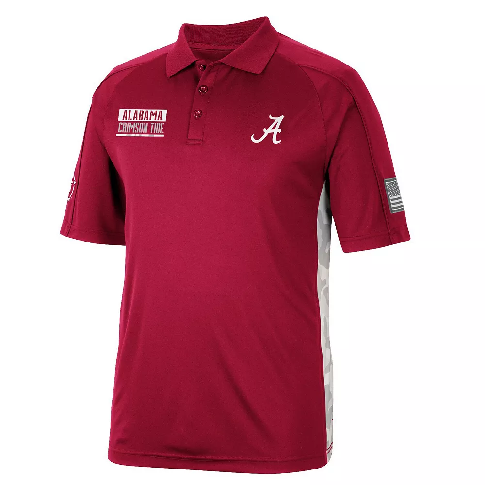 Men's Colosseum Crimson Alabama Crimson Tide OHT Military Appreciation Snow Camo Polo - Image 3