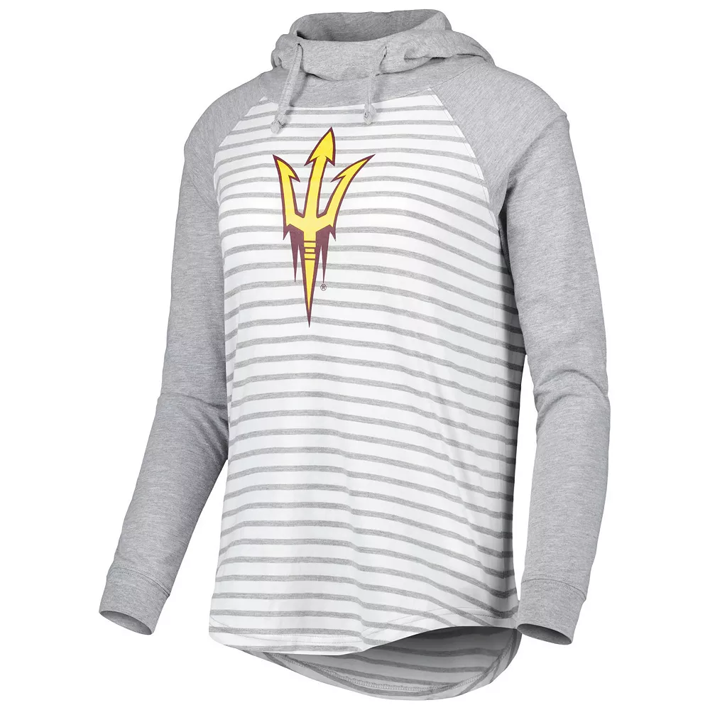 Women's Colosseum Heathered Gray/White Arizona State Sun Devils Gloria Raglan Long Sleeve Hoodie T-Shirt - Image 3