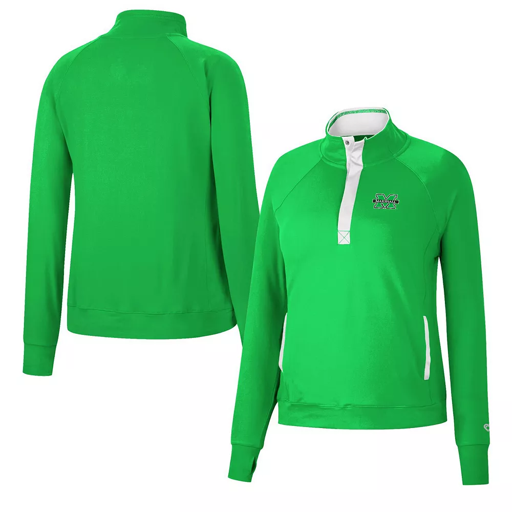 Women's Colosseum Kelly Green Marshall Thundering Herd Kipling Raglan Quarter-Snap Top