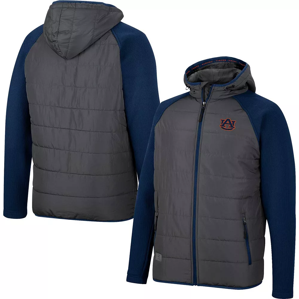 Men's Colosseum Charcoal/Navy Auburn Tigers Good On You Raglan Full-Zip Jacket - Image 2