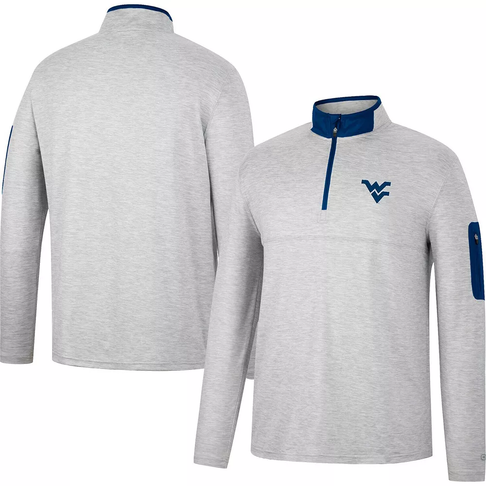 Men's Colosseum Heathered Gray/Navy West Virginia Mountaineers Country Club Windshirt Quarter-Zip Jacket - Image 2