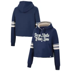Women's Colosseum Navy Penn State Nittany Lions Retro Cropped Pullover Hoodie