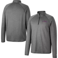 Men's Colosseum Heathered Gray LSU Tigers Earth First Raglan Quarter-Zip Windshirt