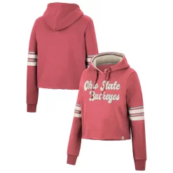 Women's Colosseum Scarlet Ohio State Buckeyes Retro Cropped Pullover Hoodie