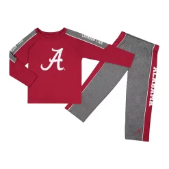 Toddler Colosseum Crimson/Heather Gray Alabama Crimson Tide Logo Raglan Long Sleeve T-Shirt & Pants Set