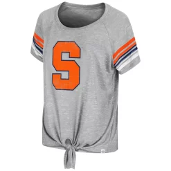 Women's Colosseum Heathered Gray Syracuse Orange Boo You Raglan Knotted T-Shirt