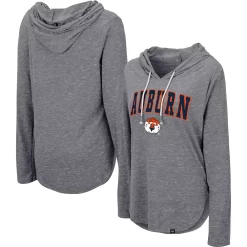 Women's Colosseum Heathered Gray Auburn Tigers Core Cora Campus Hoodie Long Sleeve T-Shirt