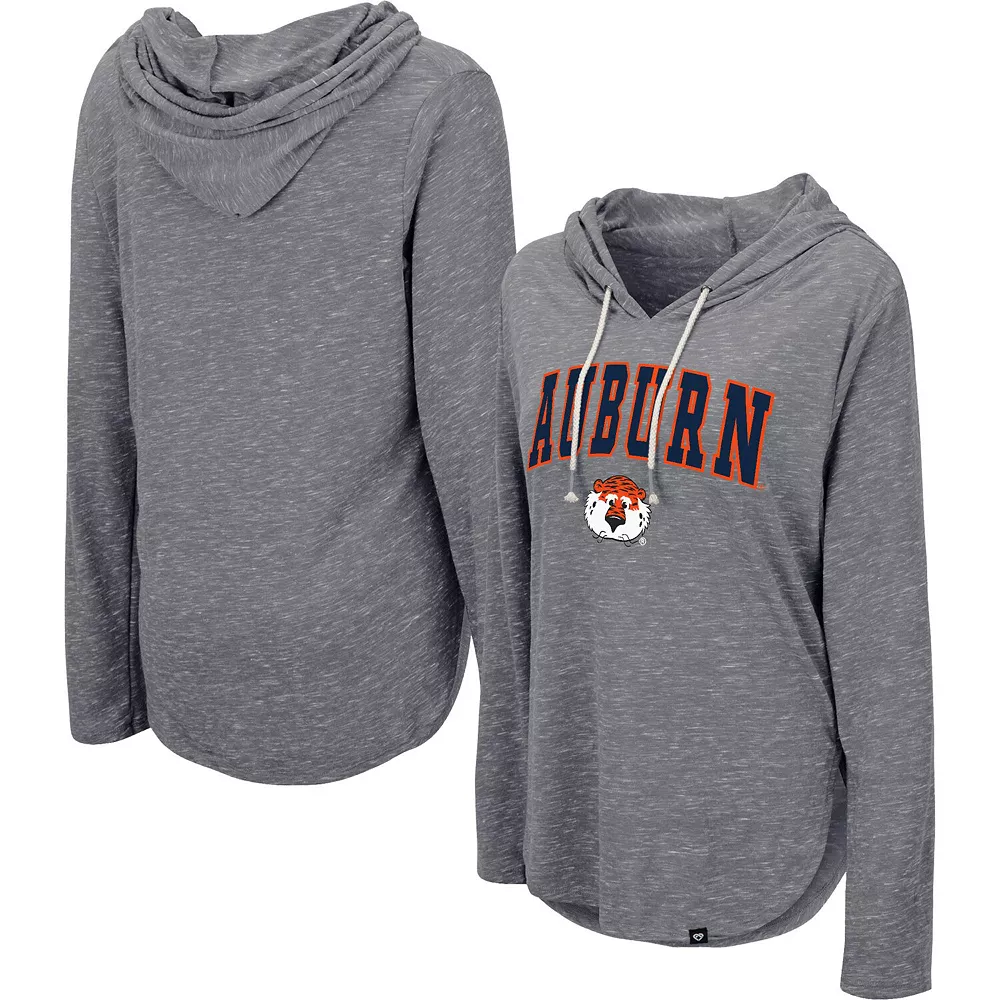 Women's Colosseum Heathered Gray Auburn Tigers Core Cora Campus Hoodie Long Sleeve T-Shirt