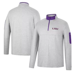 Men's Colosseum Heathered Gray/Purple LSU Tigers Country Club Windshirt Quarter-Zip Jacket