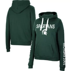 Women's Colosseum Green Michigan State Spartans 3-Hit Pullover Sweatshirt