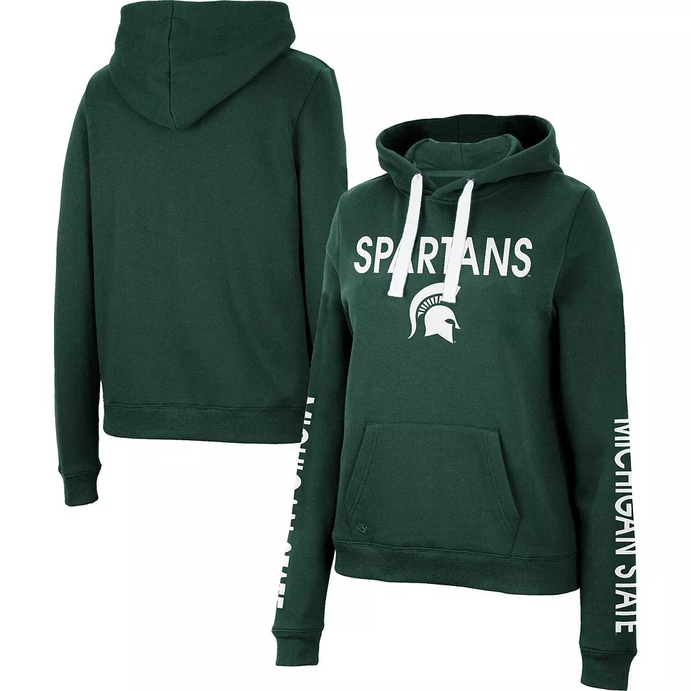 Women's Colosseum Green Michigan State Spartans 3-Hit Pullover Sweatshirt