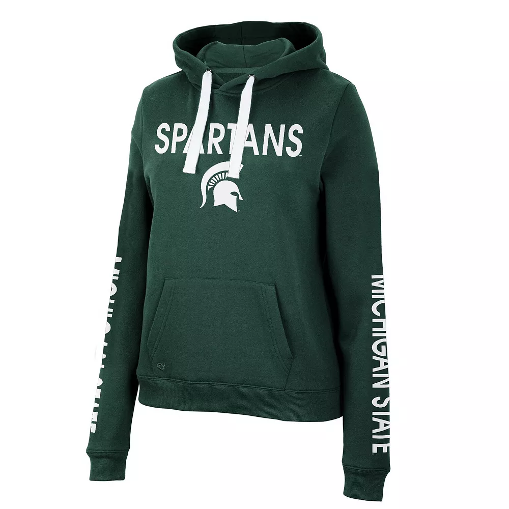 Women's Colosseum Green Michigan State Spartans 3-Hit Pullover Sweatshirt - Image 3