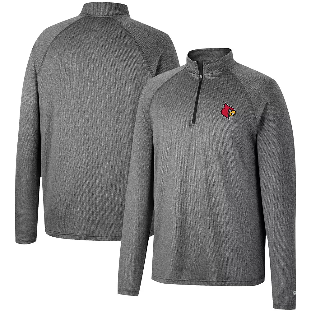 Men's Colosseum Heathered Gray Louisville Cardinals Earth First Raglan Quarter-Zip Windshirt - Image 2