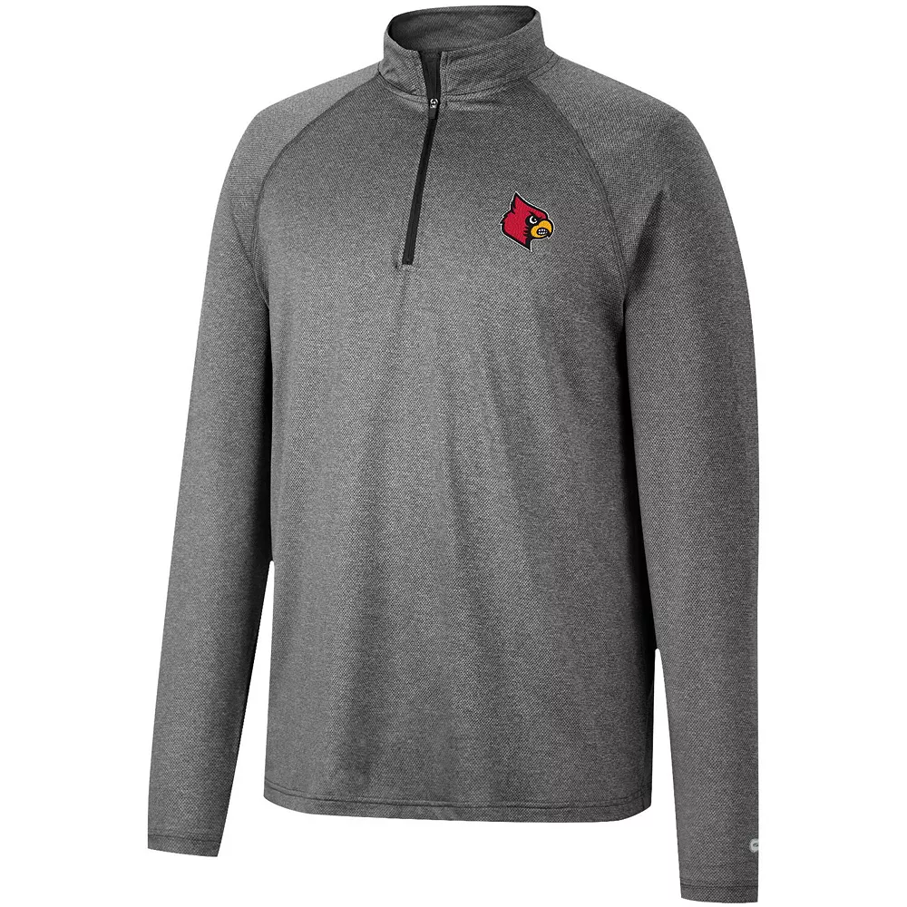 Men's Colosseum Heathered Gray Louisville Cardinals Earth First Raglan Quarter-Zip Windshirt - Image 3