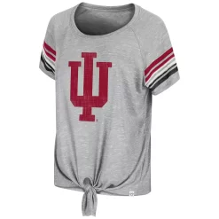 Women's Colosseum Heathered Gray Indiana Hoosiers Boo You Raglan Knotted T-Shirt