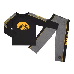 Toddler Colosseum Black/Heather Gray Iowa Hawkeyes Logo Raglan Long Sleeve T-Shirt & Pants Set