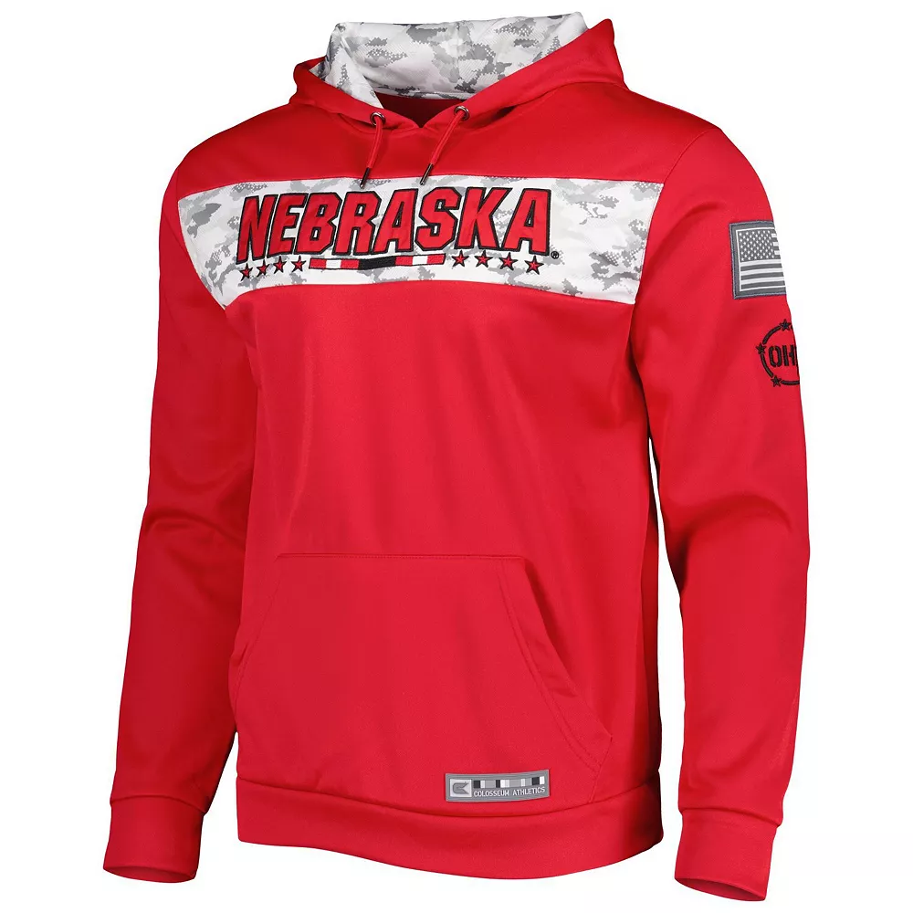 Men's Colosseum Red Nebraska Huskers OHT Military Appreciation Team Color Pullover Hoodie - Image 3