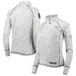 Women's Colosseum White Georgia Tech Yellow Jackets Operation Hat Trick Military Appreciation Officer Arctic Camo Raglan Quarter-Zip Jacket