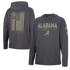 Men's Colosseum Charcoal Alabama Crimson Tide Team OHT Military Appreciation Hoodie Long Sleeve T-Shirt