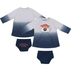 Newborn & Infant Colosseum Gray/Navy Auburn Tigers Hand In Hand Ombre Dress & Bloomers Set