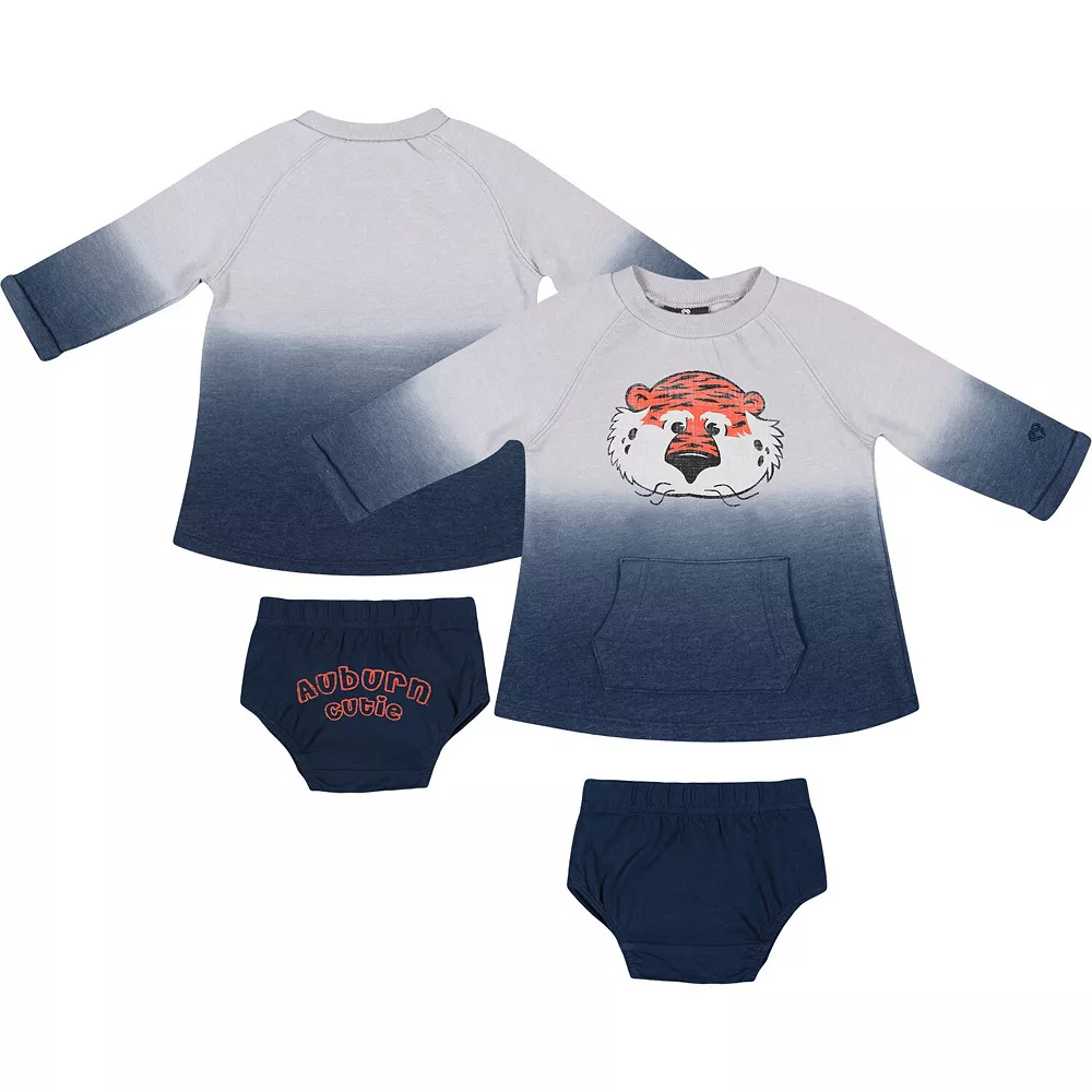 Newborn & Infant Colosseum Gray/Navy Auburn Tigers Hand In Hand Ombre Dress & Bloomers Set - Image 2
