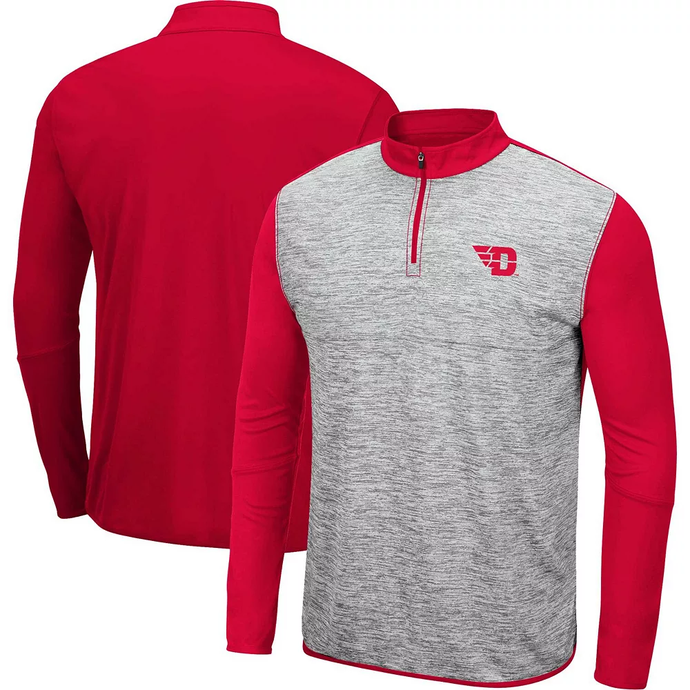 Men's Colosseum Heather Gray/Red Dayton Flyers Prospect Quarter-Zip Jacket