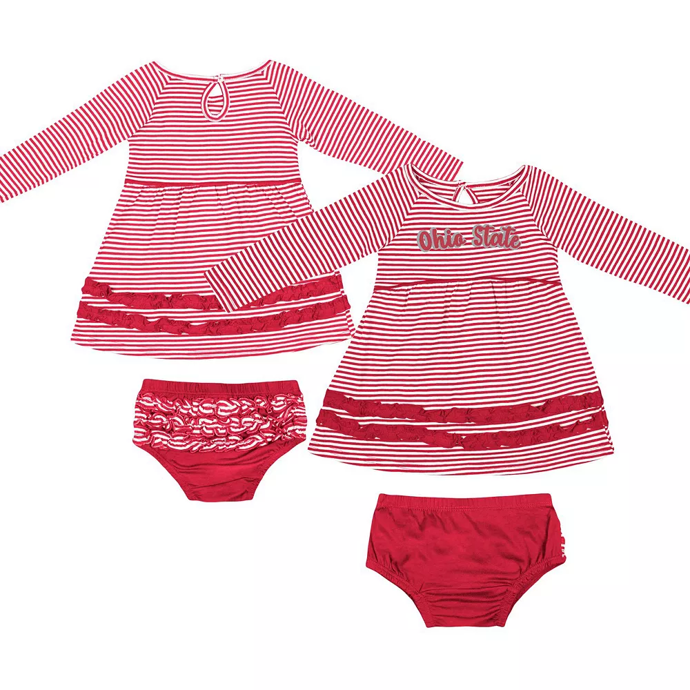 Girls Infant Colosseum Scarlet Ohio State Buckeyes Whoville Dress & Bloomer Set