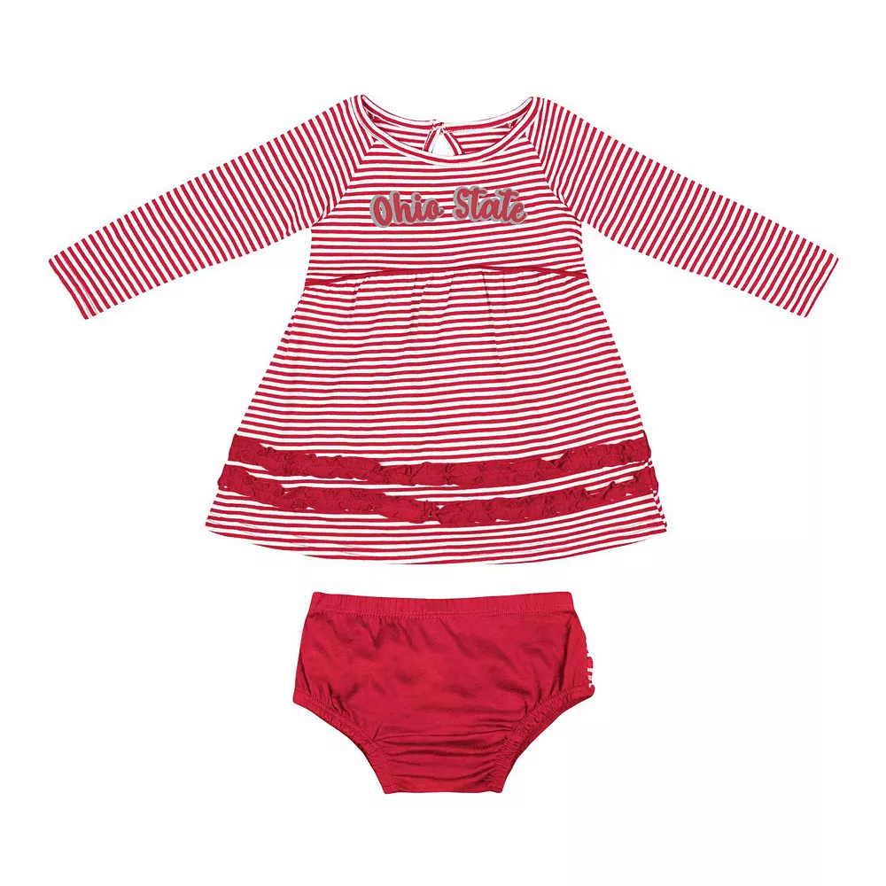 Girls Infant Colosseum Scarlet Ohio State Buckeyes Whoville Dress & Bloomer Set - Image 3