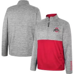 Men's Colosseum Heather Gray Ohio State Buckeyes John Half-Zip Pullover Jacket