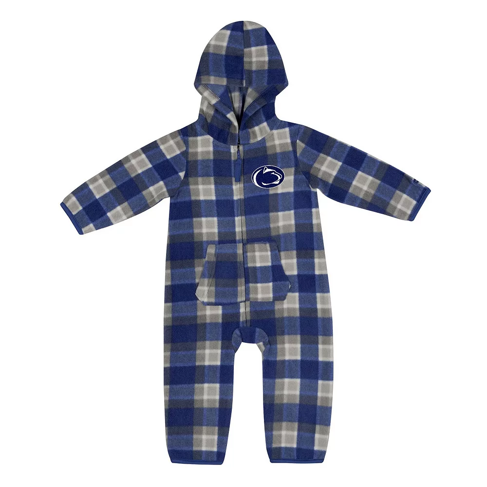 Infant Colosseum Navy/Gray Penn State Nittany Lions Farays Plaid Full-Zip Hoodie Jumper - Image 2