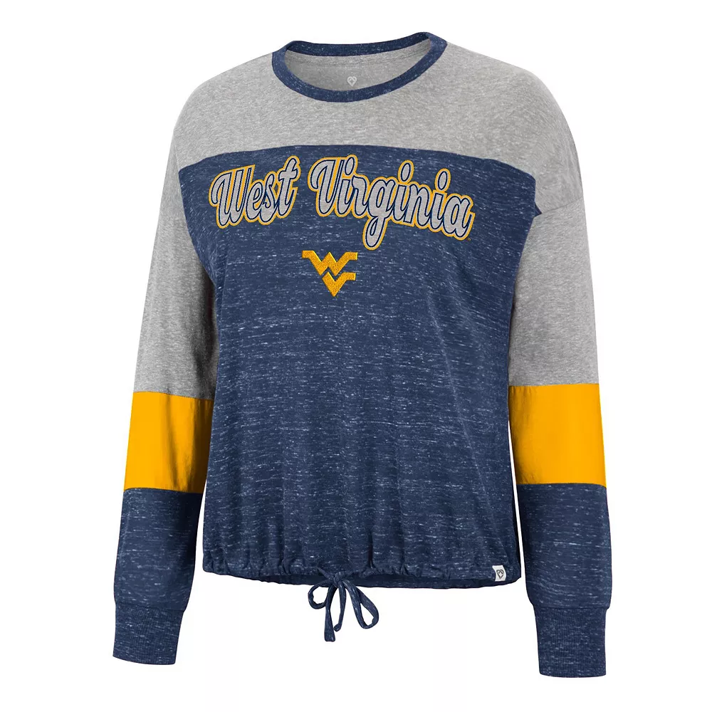Women's Colosseum Navy West Virginia Mountaineers Joanna Tie Front Long Sleeve T-Shirt - Image 3