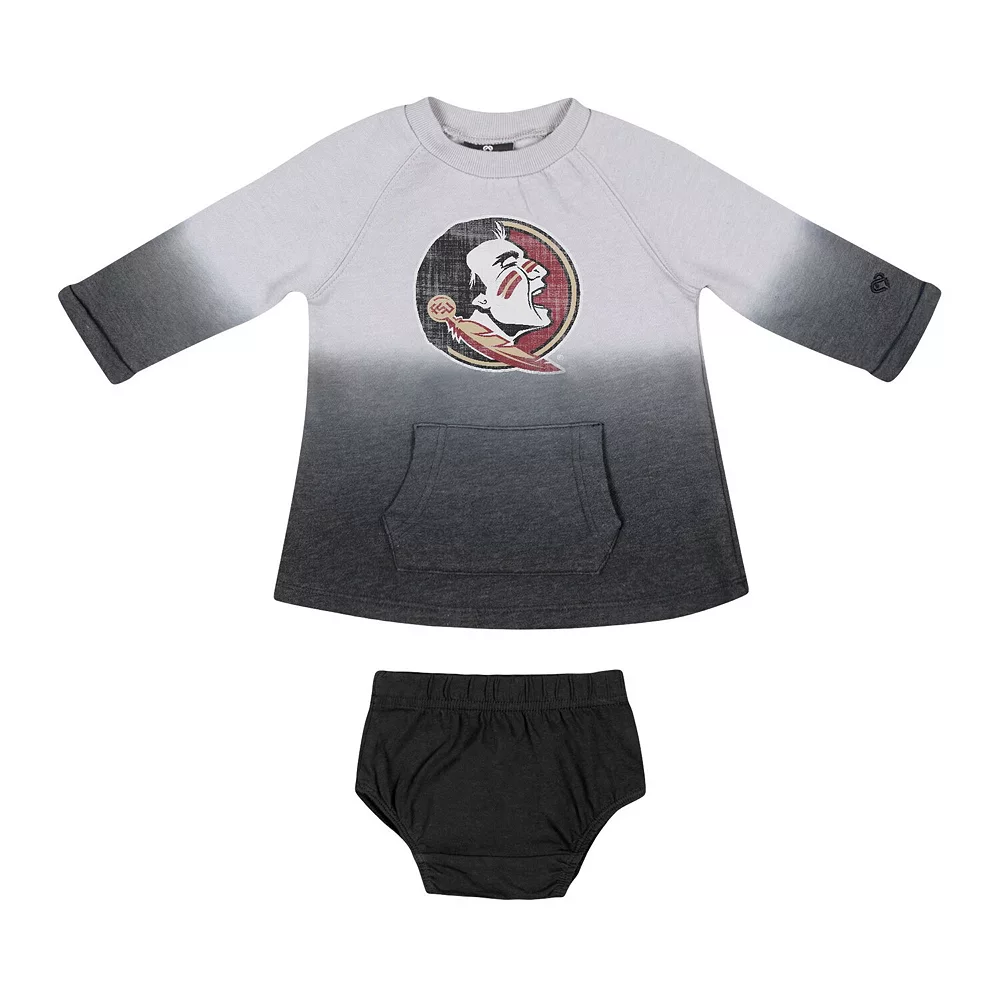 Newborn & Infant Colosseum Gray/Black Florida State Seminoles Hand In Hand Ombre Dress & Bloomers Set - Image 3