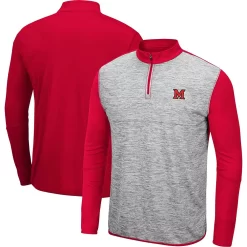Men's Colosseum Heather Gray/Red Miami University RedHawks Prospect Quarter-Zip Jacket